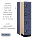 Salsbury 18" Wide Four Tier Designer Wood Locker - 1 Wide - 6 Feet High - 18 Inches Deep - Blue - Silver Resettable Combination Locks - Sweatfully