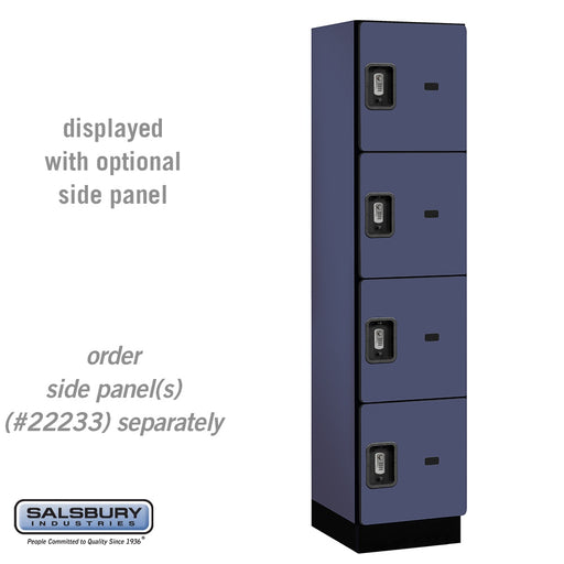Salsbury 18" Wide Four Tier Designer Wood Locker - 1 Wide - 6 Feet High - 18 Inches Deep - Blue - Silver Resettable Combination Locks - Sweatfully