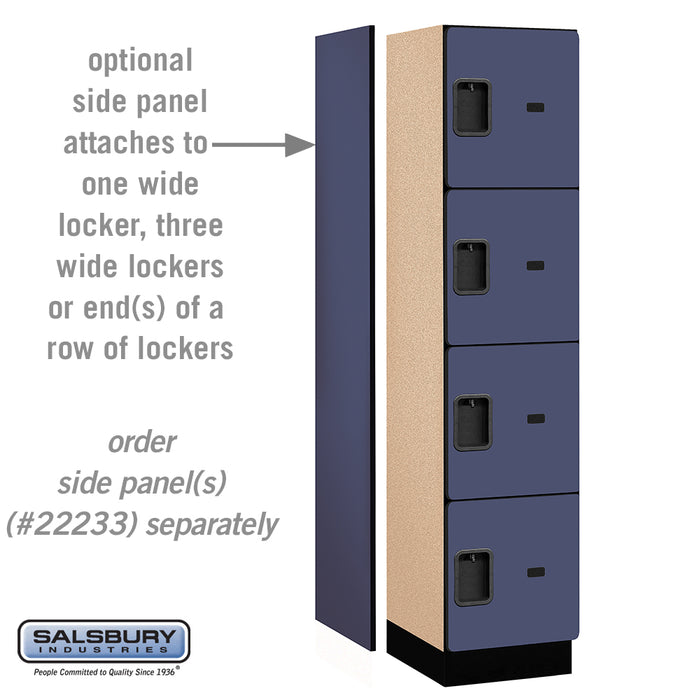 Salsbury 18" Wide Four Tier Designer Wood Locker - 1 Wide - 6 Feet High - 18 Inches Deep - Blue - Hasps - Sweatfully