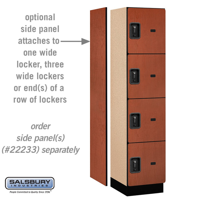 Salsbury 18" Wide Four Tier Designer Wood Locker - 1 Wide - 6 Feet High - 18 Inches Deep - Cherry - Black Resettable Combination Locks - Sweatfully