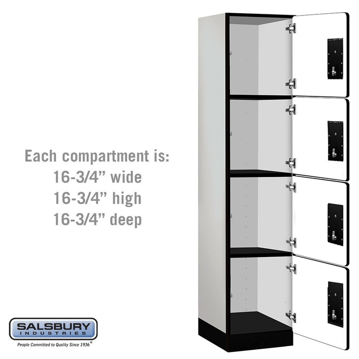 Salsbury 18" Wide Four Tier Designer Wood Locker - 1 Wide - 6 Feet High - 18 Inches Deep - Gray - Black Electronic Locks - Sweatfully