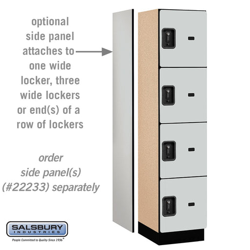 Salsbury 18" Wide Four Tier Designer Wood Locker - 1 Wide - 6 Feet High - 18 Inches Deep - Gray - Black Resettable Combination Locks - Sweatfully