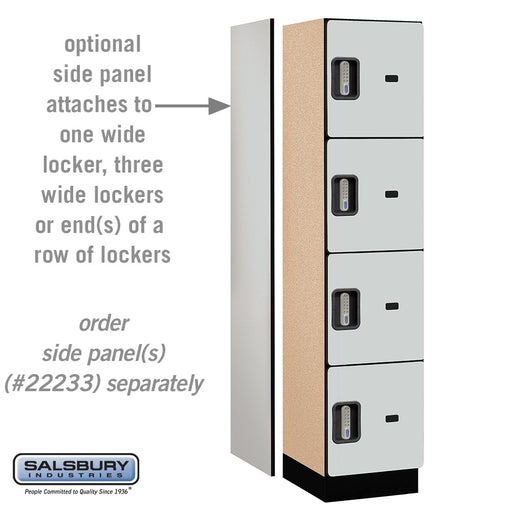 Salsbury 18" Wide Four Tier Designer Wood Locker - 1 Wide - 6 Feet High - 18 Inches Deep - Gray - Silver Electronic Locks - Sweatfully