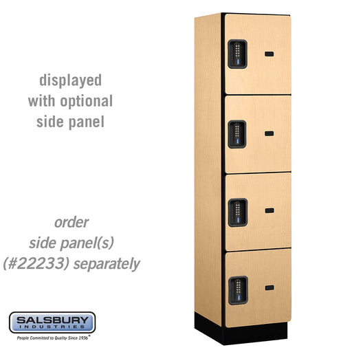 Salsbury 18" Wide Four Tier Designer Wood Locker - 1 Wide - 6 Feet High - 18 Inches Deep - Maple - Black Electronic Locks - Sweatfully