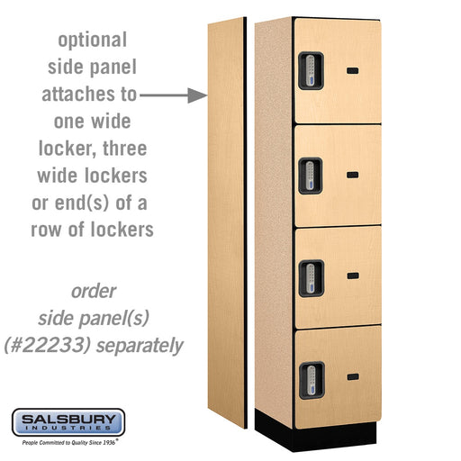 Salsbury 18" Wide Four Tier Designer Wood Locker - 1 Wide - 6 Feet High - 18 Inches Deep - Maple - Silver Electronic Locks - Sweatfully