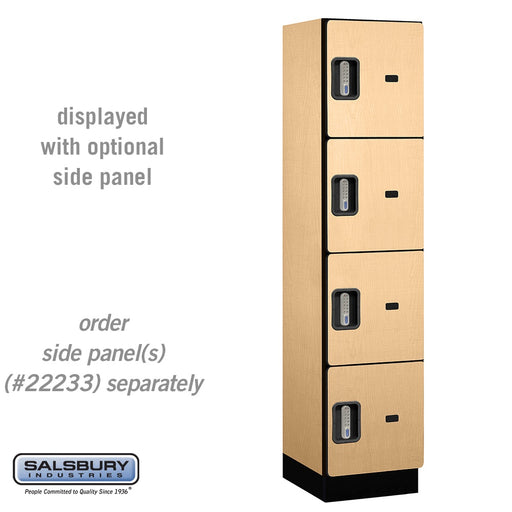 Salsbury 18" Wide Four Tier Designer Wood Locker - 1 Wide - 6 Feet High - 18 Inches Deep - Maple - Silver Electronic Locks - Sweatfully