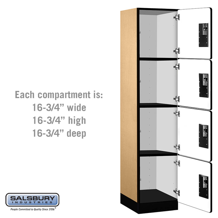 Salsbury 18" Wide Four Tier Designer Wood Locker - 1 Wide - 6 Feet High - 18 Inches Deep - Maple - Hasps - Sweatfully