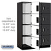 Salsbury 18" Wide Four Tier Designer Wood Locker - 3 Wide - 6 Feet High - 21 Inches Deep - Black - Silver Electronic Locks - Sweatfully