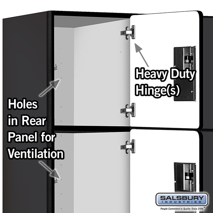 Salsbury 18" Wide Four Tier Designer Wood Locker - 3 Wide - 6 Feet High - 21 Inches Deep - Black - Hasps - Sweatfully