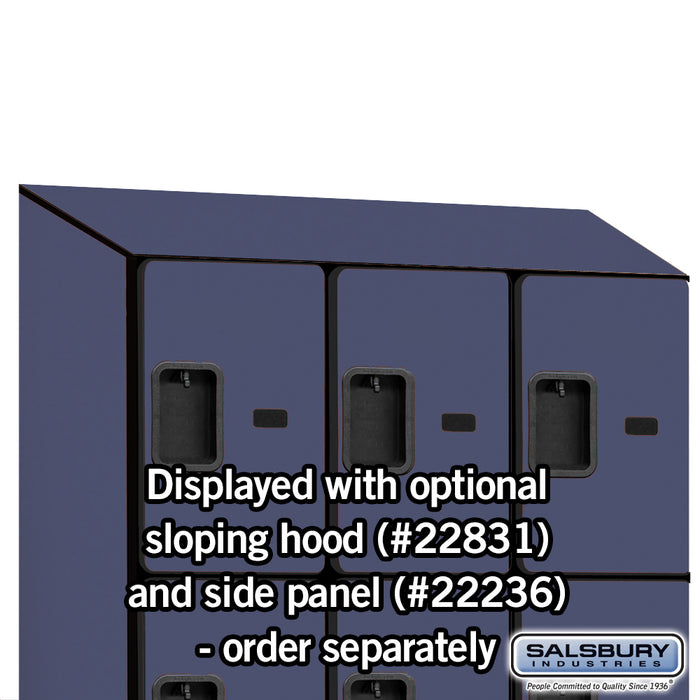 Salsbury 18" Wide Four Tier Designer Wood Locker - 3 Wide - 6 Feet High - 21 Inches Deep - Blue - Hasps - Sweatfully