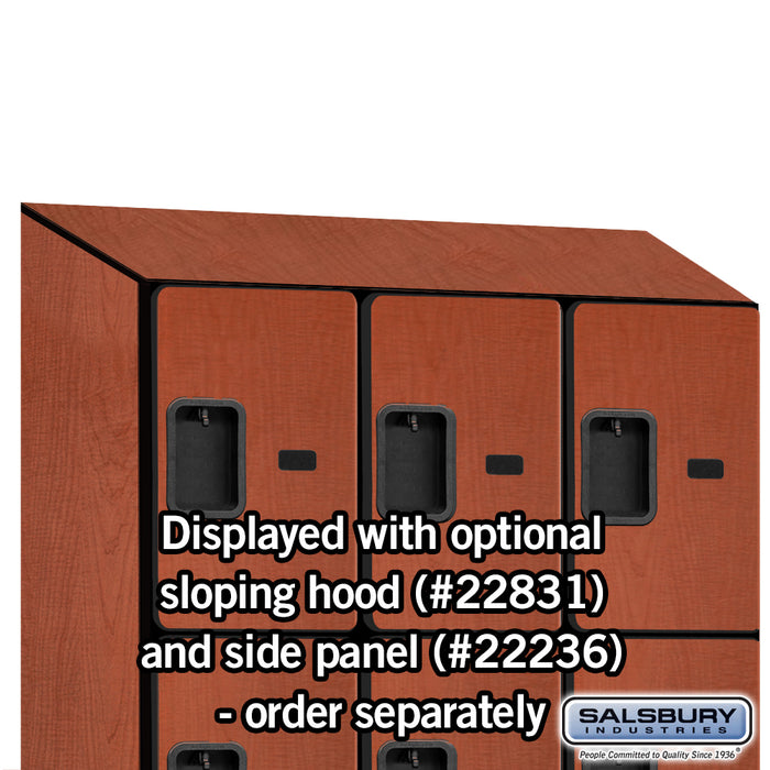 Salsbury 18" Wide Four Tier Designer Wood Locker - 3 Wide - 6 Feet High - 21 Inches Deep - Cherry - Hasps - Sweatfully