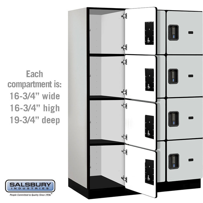 Salsbury 18" Wide Four Tier Designer Wood Locker - 3 Wide - 6 Feet High - 21 Inches Deep - Gray - Black Electronic Locks - Sweatfully