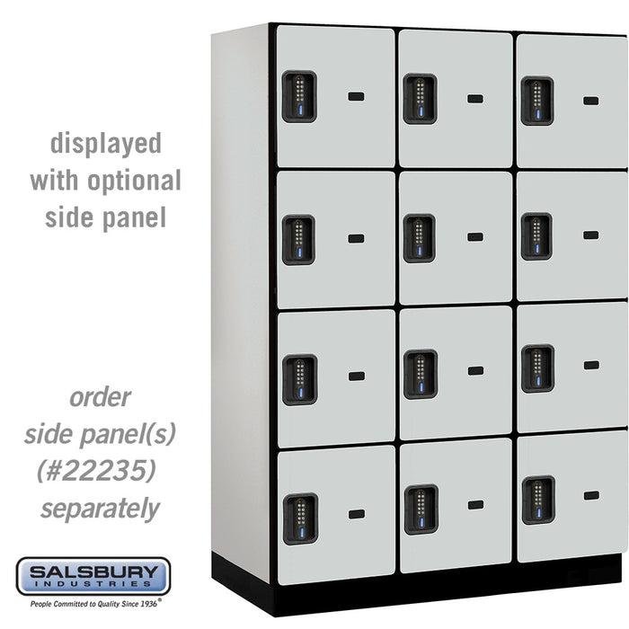 Salsbury 18" Wide Four Tier Designer Wood Locker - 3 Wide - 6 Feet High - 21 Inches Deep - Gray - Black Electronic Locks - Sweatfully