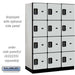 Salsbury 18" Wide Four Tier Designer Wood Locker - 3 Wide - 6 Feet High - 21 Inches Deep - Gray - Black Electronic Locks - Sweatfully