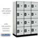 Salsbury 18" Wide Four Tier Designer Wood Locker - 3 Wide - 6 Feet High - 21 Inches Deep - Gray - Silver Electronic Locks - Sweatfully