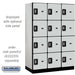 Salsbury 18" Wide Four Tier Designer Wood Locker - 3 Wide - 6 Feet High - 21 Inches Deep - Gray - Silver Resettable Combination Locks - Sweatfully