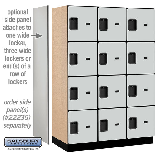 Salsbury 18" Wide Four Tier Designer Wood Locker - 3 Wide - 6 Feet High - 21 Inches Deep - Gray - Hasps - Sweatfully