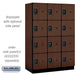 Salsbury 18" Wide Four Tier Designer Wood Locker - 3 Wide - 6 Feet High - 21 Inches Deep - Mahogany - Black Resettable Combination Locks - Sweatfully