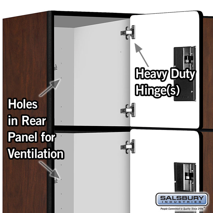 Salsbury 18" Wide Four Tier Designer Wood Locker - 3 Wide - 6 Feet High - 21 Inches Deep - Mahogany - Hasps - Sweatfully