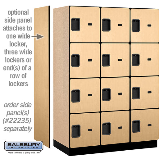 Salsbury 18" Wide Four Tier Designer Wood Locker - 3 Wide - 6 Feet High - 21 Inches Deep - Maple - Hasps - Sweatfully