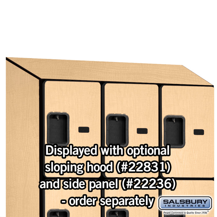 Salsbury 18" Wide Four Tier Designer Wood Locker - 3 Wide - 6 Feet High - 21 Inches Deep - Maple - Hasps - Sweatfully