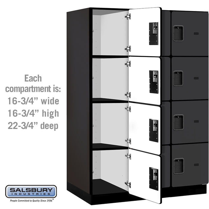 Salsbury 18" Wide Four Tier Designer Wood Locker - 3 Wide - 6 Feet High - 24 Inches Deep - Black - Hasps - Sweatfully