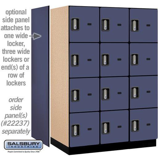 Salsbury 18" Wide Four Tier Designer Wood Locker - 3 Wide - 6 Feet High - 24 Inches Deep - Blue - Silver Electronic Locks - Sweatfully