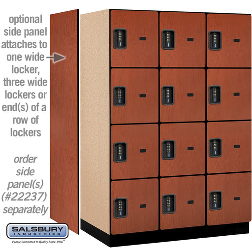 Salsbury 18" Wide Four Tier Designer Wood Locker - 3 Wide - 6 Feet High - 24 Inches Deep - Cherry - Black Electronic Locks - Sweatfully