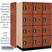 Salsbury 18" Wide Four Tier Designer Wood Locker - 3 Wide - 6 Feet High - 24 Inches Deep - Cherry - Silver Electronic Locks - Sweatfully