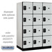 Salsbury 18" Wide Four Tier Designer Wood Locker - 3 Wide - 6 Feet High - 24 Inches Deep - Gray - Black Resettable Combination Locks - Sweatfully