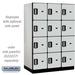 Salsbury 18" Wide Four Tier Designer Wood Locker - 3 Wide - 6 Feet High - 24 Inches Deep - Gray - Silver Electronic Locks - Sweatfully
