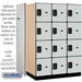 Salsbury 18" Wide Four Tier Designer Wood Locker - 3 Wide - 6 Feet High - 24 Inches Deep - Gray - Hasps - Sweatfully