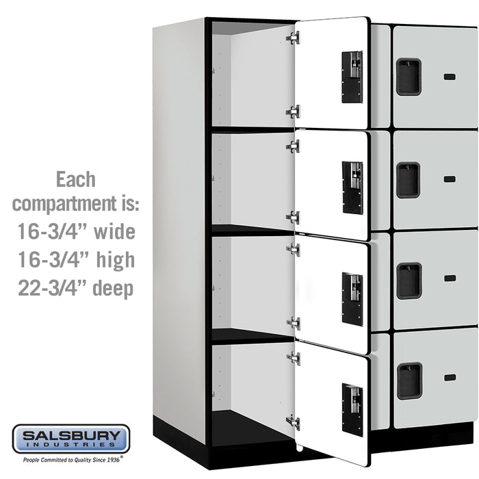 Salsbury 18" Wide Four Tier Designer Wood Locker - 3 Wide - 6 Feet High - 24 Inches Deep - Gray - Hasps - Sweatfully