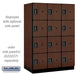 Salsbury 18" Wide Four Tier Designer Wood Locker - 3 Wide - 6 Feet High - 24 Inches Deep - Mahogany - Black Electronic Locks - Sweatfully