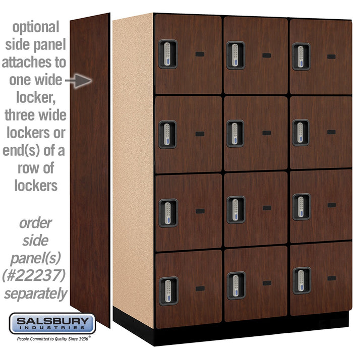 Salsbury 18" Wide Four Tier Designer Wood Locker - 3 Wide - 6 Feet High - 24 Inches Deep - Mahogany - Silver Electronic Locks - Sweatfully