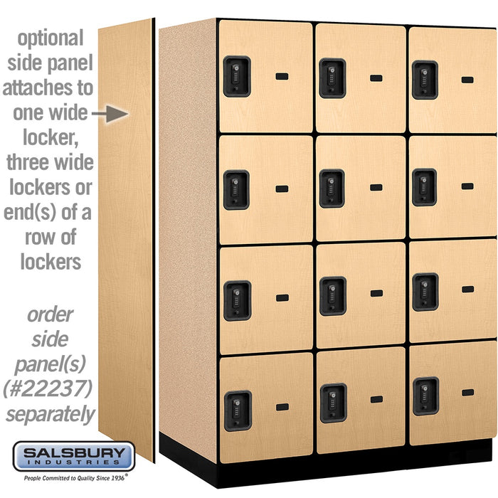 Salsbury 18" Wide Four Tier Designer Wood Locker - 3 Wide - 6 Feet High - 24 Inches Deep - Maple - Black Resettable Combination Locks - Sweatfully
