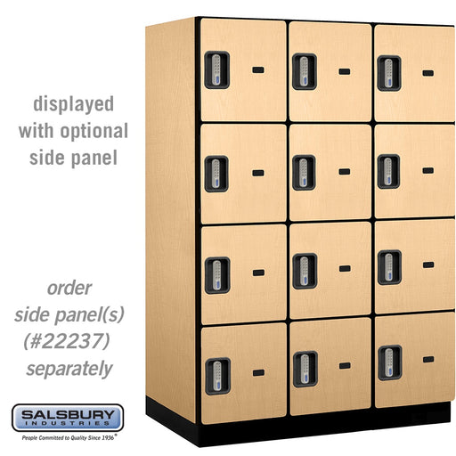 Salsbury 18" Wide Four Tier Designer Wood Locker - 3 Wide - 6 Feet High - 24 Inches Deep - Maple - Silver Electronic Locks - Sweatfully
