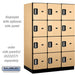 Salsbury 18" Wide Four Tier Designer Wood Locker - 3 Wide - 6 Feet High - 24 Inches Deep - Maple - Silver Electronic Locks - Sweatfully