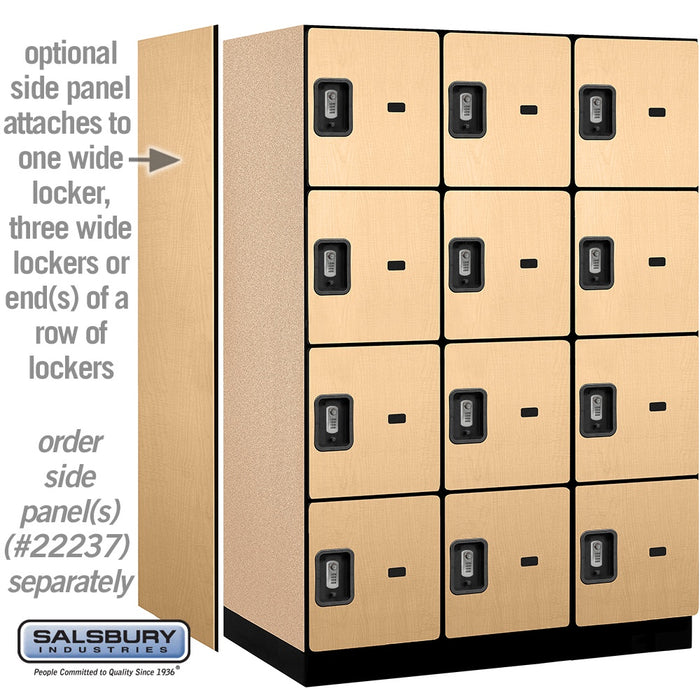 Salsbury 18" Wide Four Tier Designer Wood Locker - 3 Wide - 6 Feet High - 24 Inches Deep - Maple - Silver Resettable Combination Locks - Sweatfully