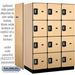 Salsbury 18" Wide Four Tier Designer Wood Locker - 3 Wide - 6 Feet High - 24 Inches Deep - Maple - Silver Resettable Combination Locks - Sweatfully