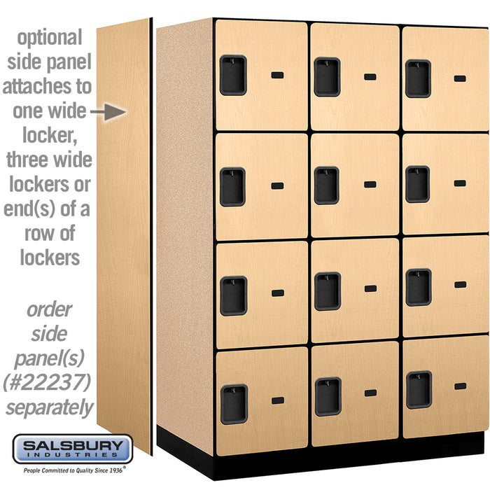Salsbury 18" Wide Four Tier Designer Wood Locker - 3 Wide - 6 Feet High - 24 Inches Deep - Maple - Hasps - Sweatfully