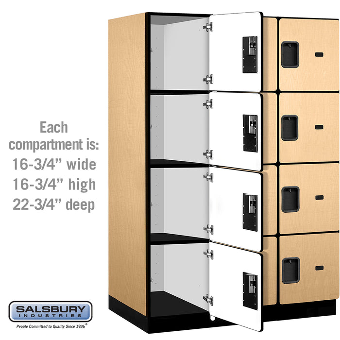 Salsbury 18" Wide Four Tier Designer Wood Locker - 3 Wide - 6 Feet High - 24 Inches Deep - Maple - Hasps - Sweatfully