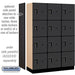 Salsbury 18" Wide Four Tier Designer Wood Locker - 3 Wide - 6 Feet High - 18 Inches Deep - Black - Black Electronic Locks - Sweatfully