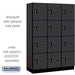 Salsbury 18" Wide Four Tier Designer Wood Locker - 3 Wide - 6 Feet High - 18 Inches Deep - Black - Black Electronic Locks - Sweatfully