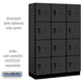Salsbury 18" Wide Four Tier Designer Wood Locker - 3 Wide - 6 Feet High - 18 Inches Deep - Black - Hasps - Sweatfully