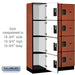 Salsbury 18" Wide Four Tier Designer Wood Locker - 3 Wide - 6 Feet High - 18 Inches Deep - Cherry - Hasps - Sweatfully