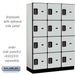 Salsbury 18" Wide Four Tier Designer Wood Locker - 3 Wide - 6 Feet High - 18 Inches Deep - Gray - Black Electronic Locks - Sweatfully