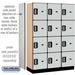 Salsbury 18" Wide Four Tier Designer Wood Locker - 3 Wide - 6 Feet High - 18 Inches Deep - Gray - Silver Electronic Locks - Sweatfully