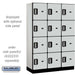 Salsbury 18" Wide Four Tier Designer Wood Locker - 3 Wide - 6 Feet High - 18 Inches Deep - Gray - Silver Electronic Locks - Sweatfully