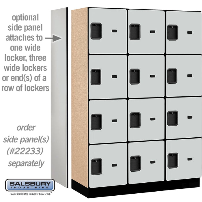 Salsbury 18" Wide Four Tier Designer Wood Locker - 3 Wide - 6 Feet High - 18 Inches Deep - Gray - Hasps - Sweatfully
